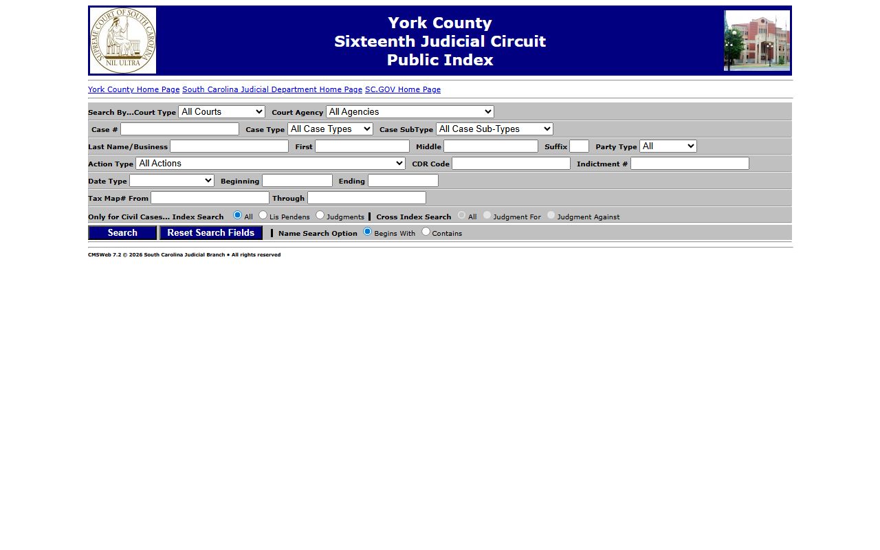 York County court records Public Index search portal
